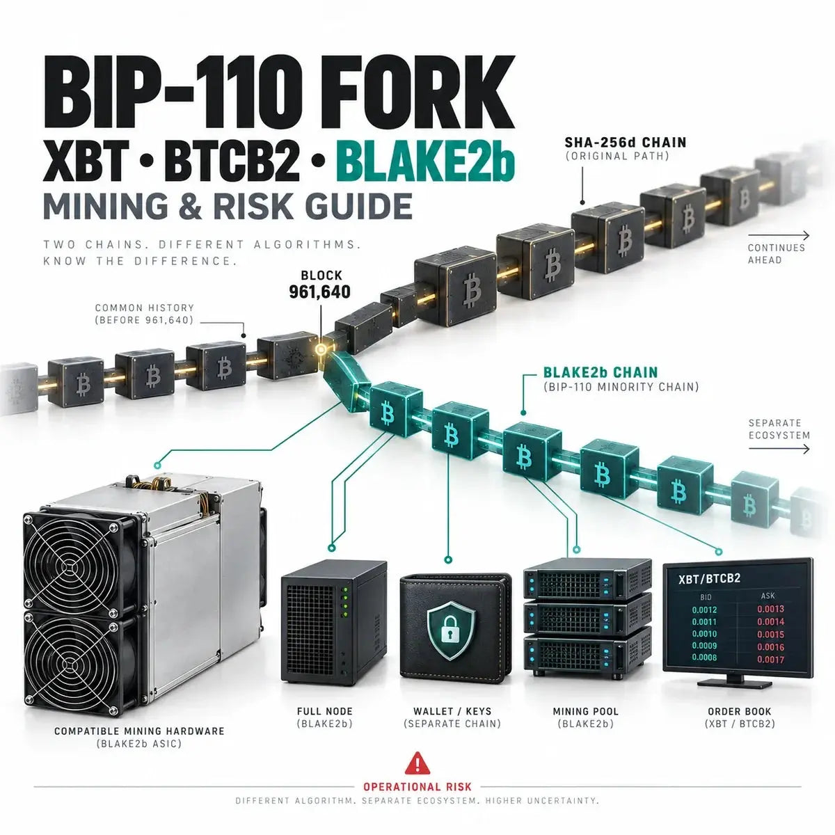 BIP-110 Fork Mining Guide: XBT, BTCB2, BLAKE2b, and Risks
